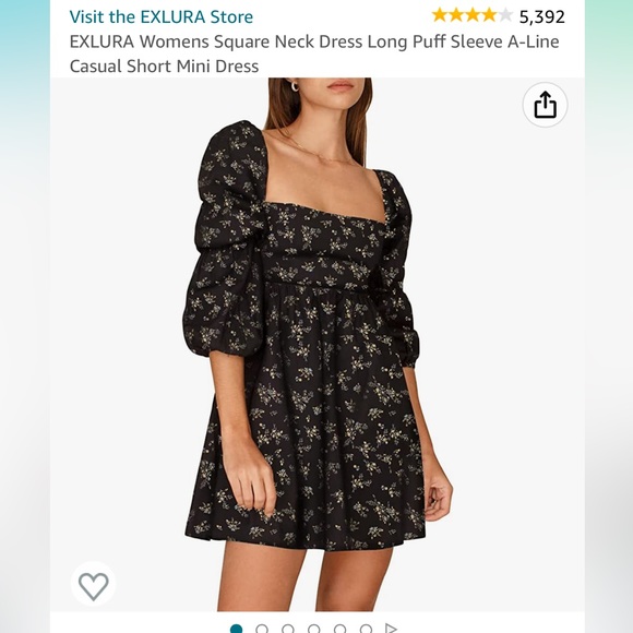 Black Floral Babydoll Dress in Medium - Picture 4 of 6